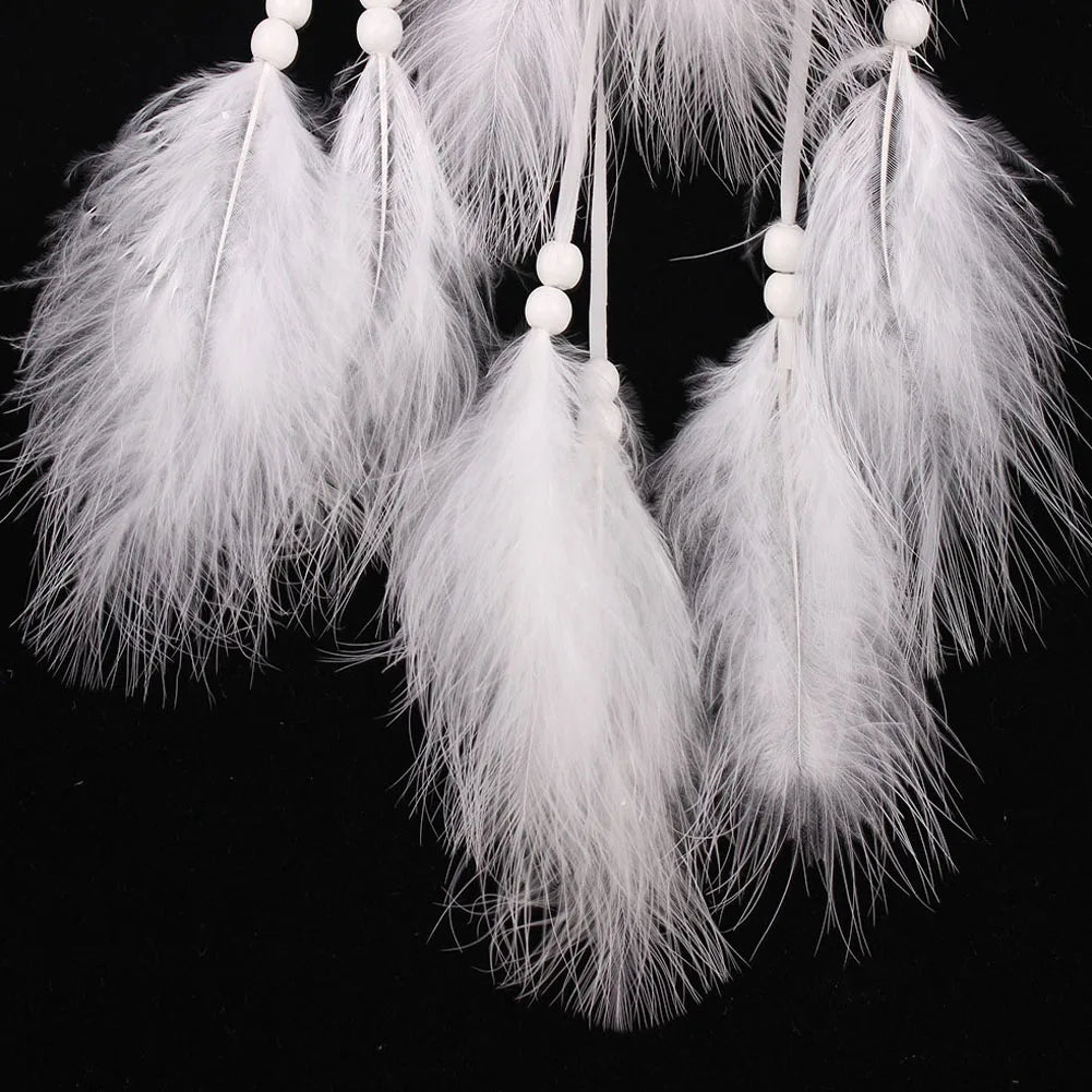 White Feather Dream Catcher Wind Chimes - Handmade Wall Hanging Decor - ZOOMNSTORE