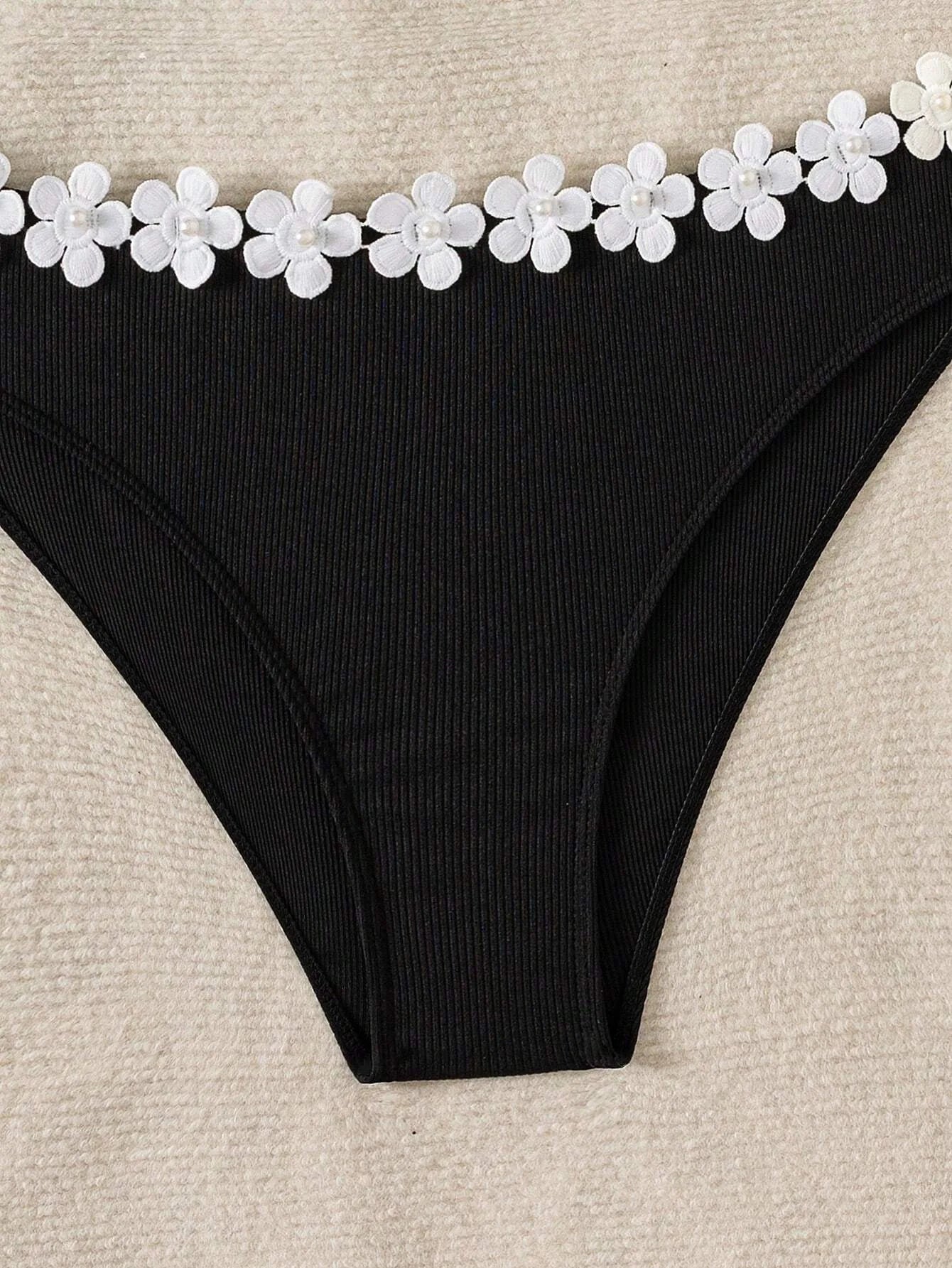 3D White Flower Push Up Bikini - Womens 2 Piece Swimsuit - ZOOMNSTORE