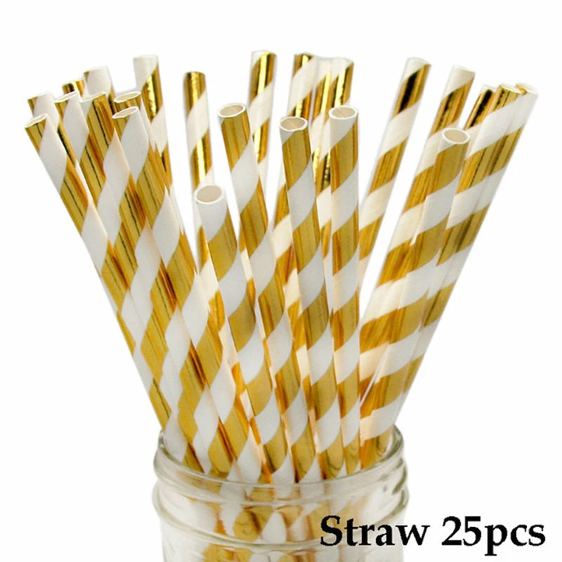 White Gold Disposable Tableware Set - Party Wedding Birthday Baby Shower Supplies - ZOOMNSTORE