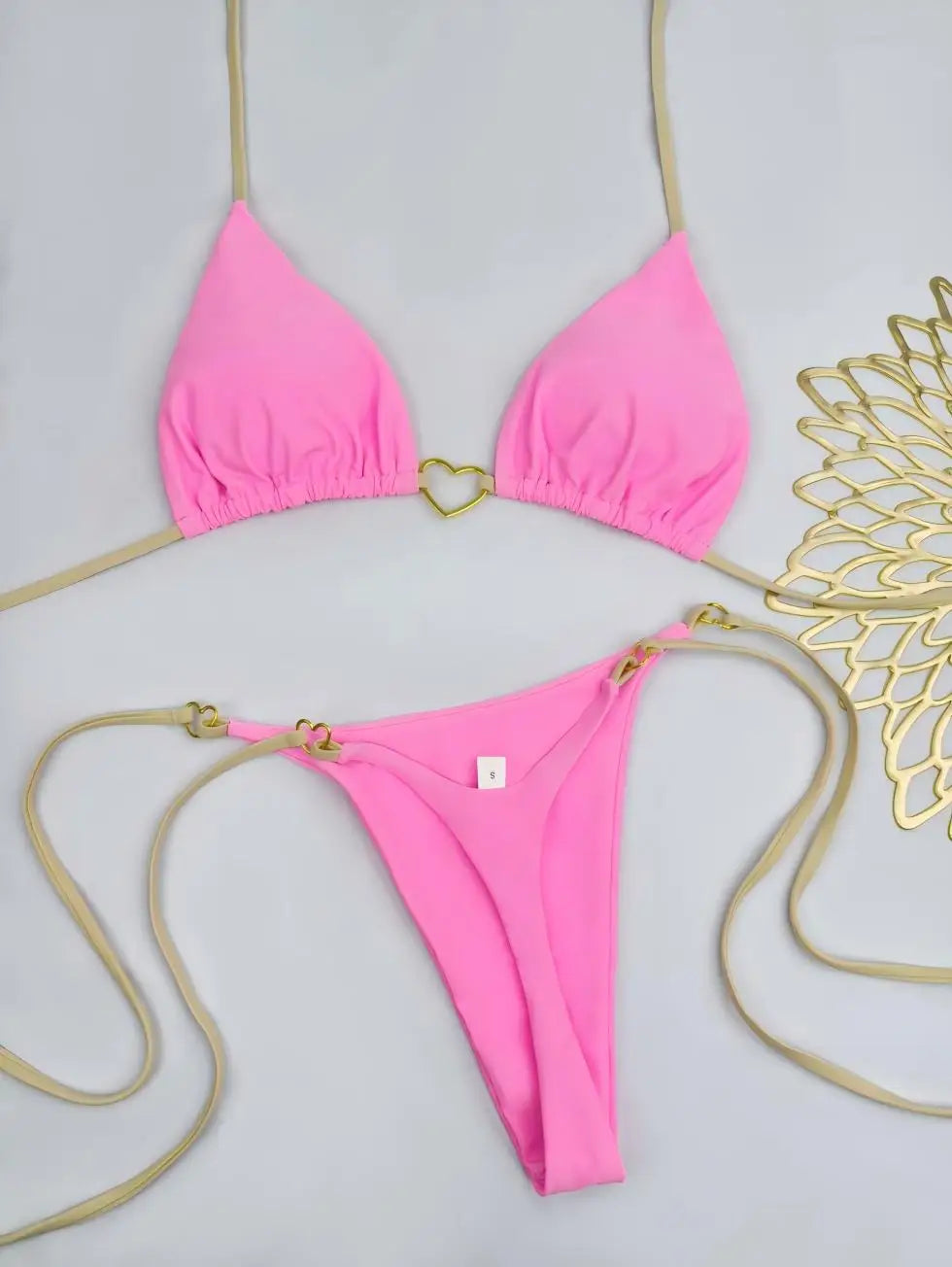 White Lace-up Bikini Set - Womens Low Waist Swimsuit - ZOOMNSTORE
