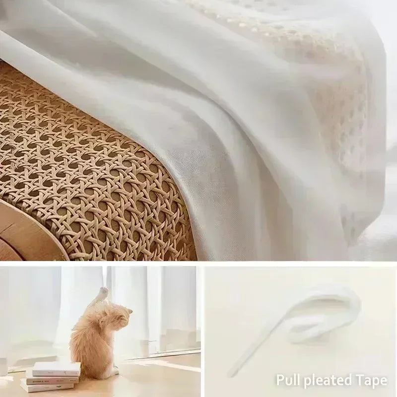 Solid White Tulle High Quality Thick Yarn Luxury Chiffon Sheer Window Curtains for Living Room Bedroom Decor Voile Opaque Drapes - ZOOMNSTORE