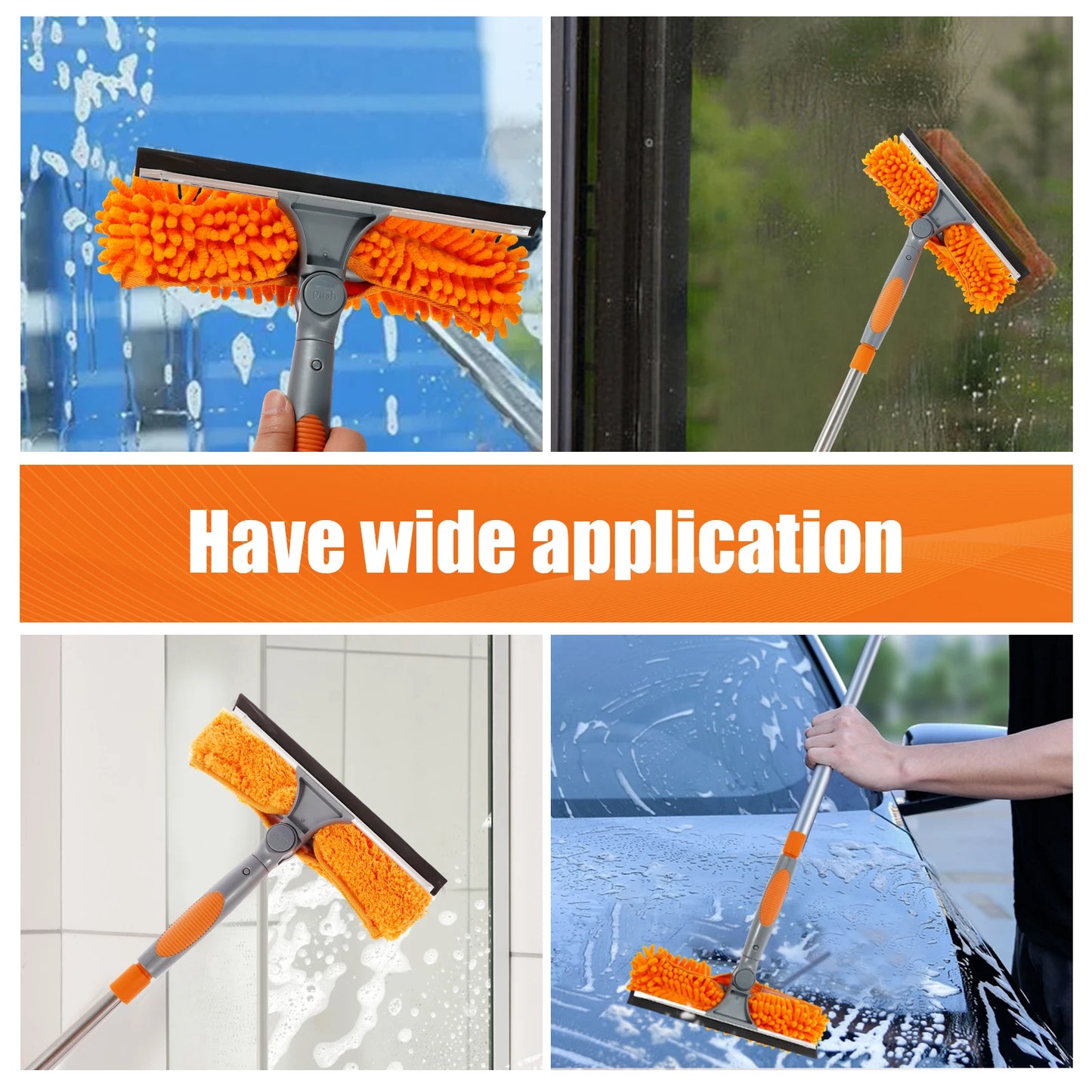 Extended Window Cleaning Kit - 2-in-1 Double-Sided Squeegee Mop with 180 Swivel Tools - ZOOMNSTORE