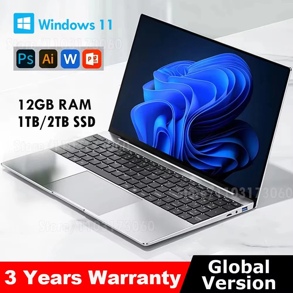Windows 11 Pro Laptop - Intel Celeron N4000 12GB RAM 512GB1TB SSD 1080p Gaming Notebook - ZOOMNSTORE