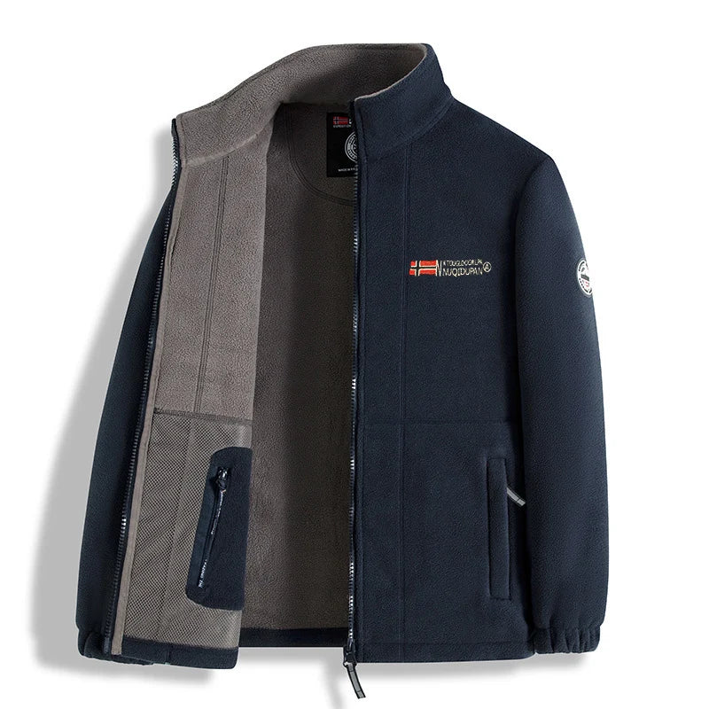 Winter Jacket Men - Thick Polar Fleece Zipper Coat | Warm Casual Outerwear - ZOOMNSTORE
