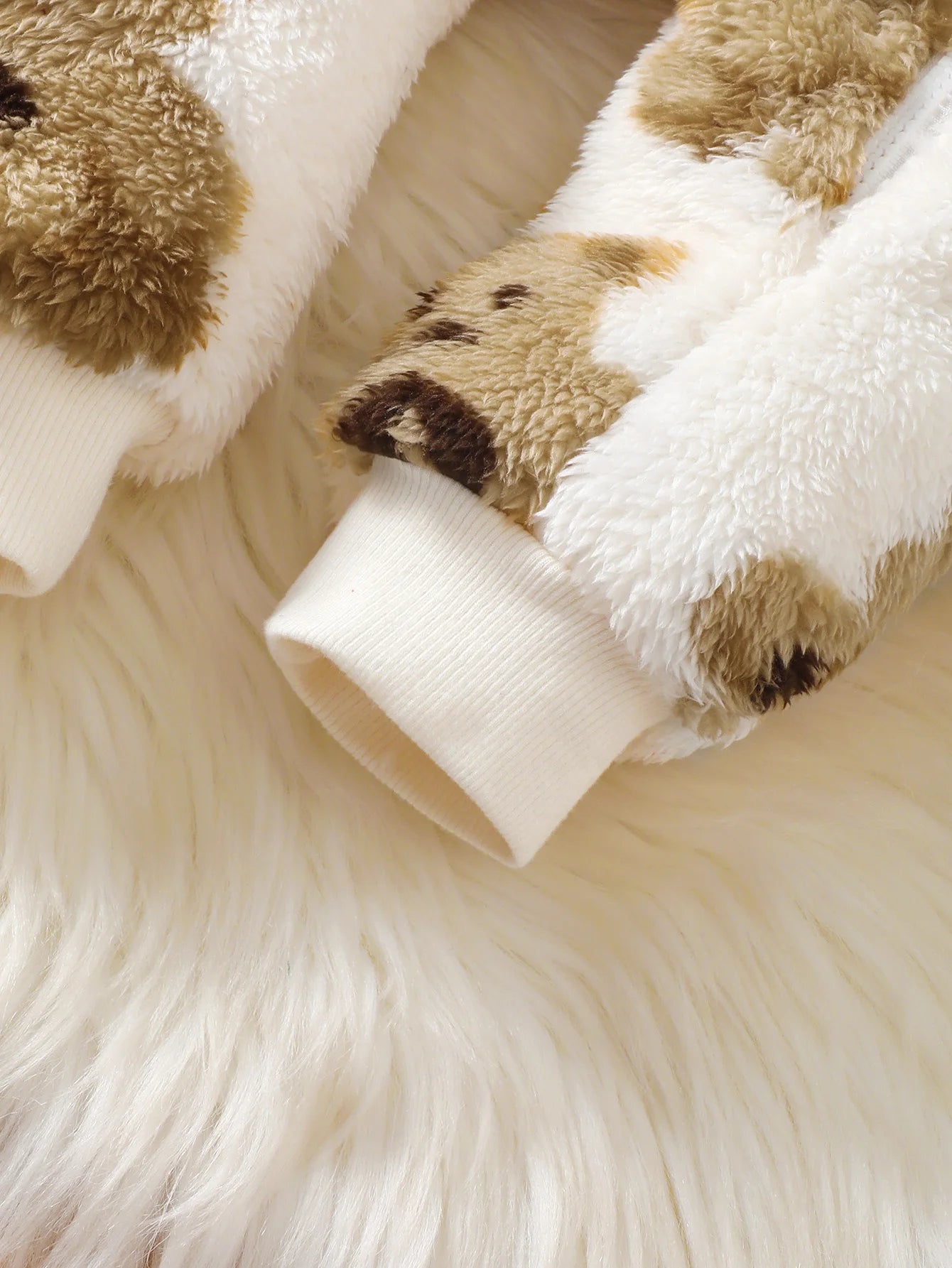 Winter baby girl fashionable casual cute cartoon small bear pattern slanted zipper hooded long sleeved plush jumpsuit - ZOOMNSTORE