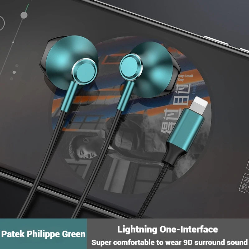 Wired Earbuds for iPhone | Surround Sound Headphones with Mic & Lightning Connector - ZOOMNSTORE