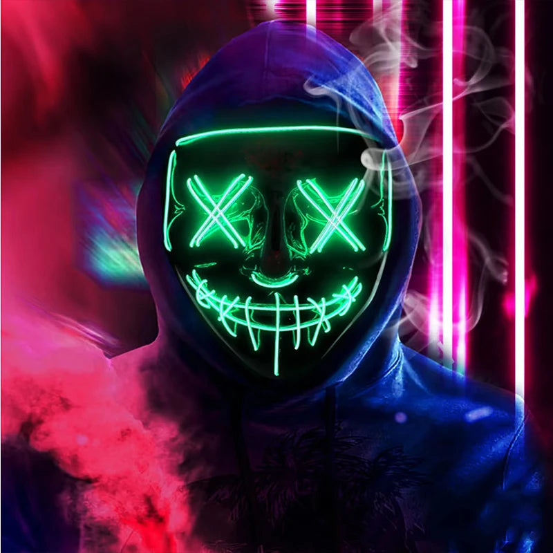 Wireless LED Halloween Purge Mask - Glowing Masquerade Horror Mask - ZOOMNSTORE