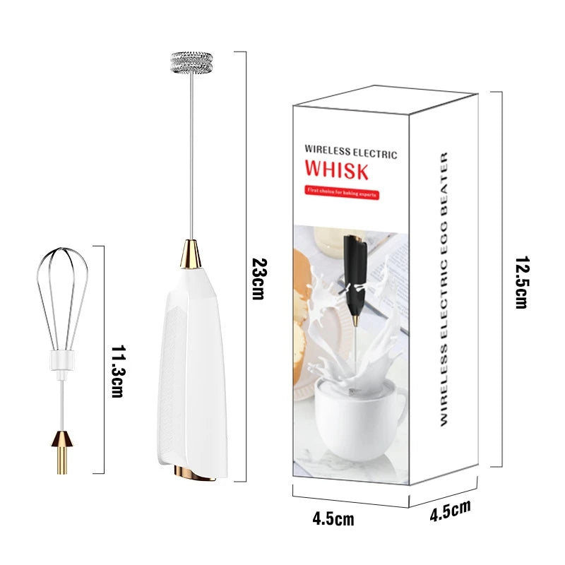 Wireless Milk Frother - Electric Handheld Foam Maker USB Rechargeable 15s Fast Frothing - ZOOMNSTORE