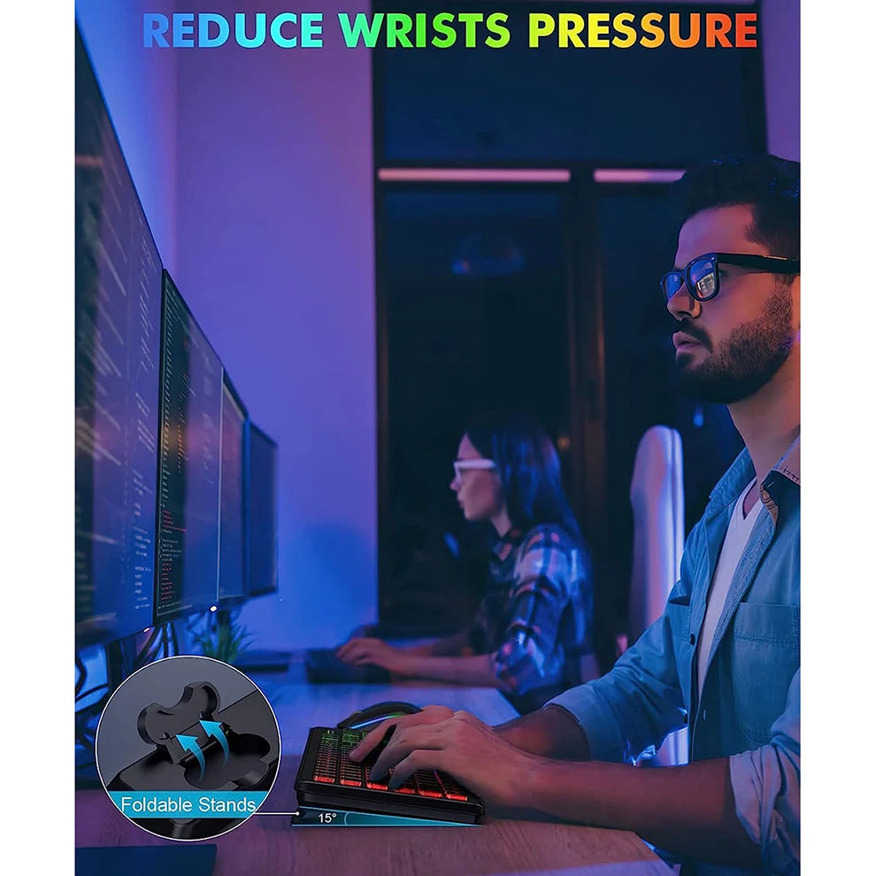 JOMAA 2.4G Wireless Keyboard Mouse Combo RGB Backlit Rechargeable Full-Size Ergonomic Type-c Wireless Keyboard Mouse Set - ZOOMNSTORE