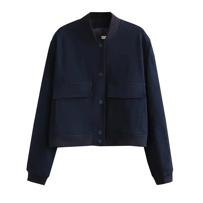 MUJER Women's Bomber Jacket Women Autumn Cropped Jacket For Women 2025 Long Sleeve Aviator Jackets Woman Fashion Short Coats - ZOOMNSTORE
