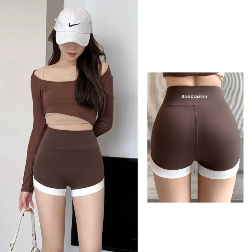 Women Yoga Shorts - High Waist Quick Dry 3-Point Fitness Running Cycling - ZOOMNSTORE