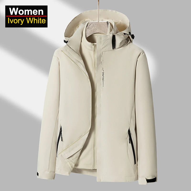 Women's Hiking Fleece Jacket | Warm Waterproof Windbreaker 3 In 1 Thermal Outdoor Camping Coat - ZOOMNSTORE