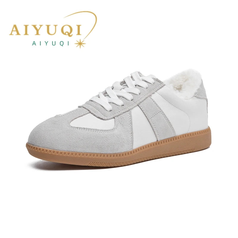 Genuine Leather Womens Sneakers - Casual Spring Flat Training Shoes - ZOOMNSTORE