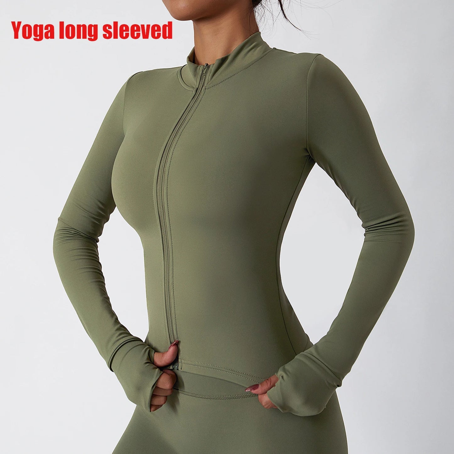 Womens Zip Yoga Jacket - Slim Fit Long Sleeve Activewear Top - ZOOMNSTORE