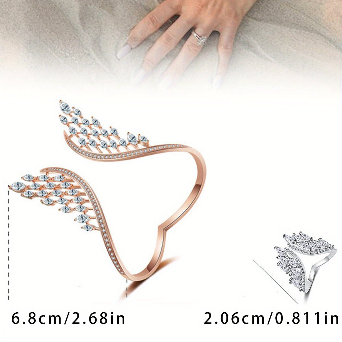 Womens Angel Wings Rings Set - Elegant Alloy Wedding Engagement Rings - ZOOMNSTORE