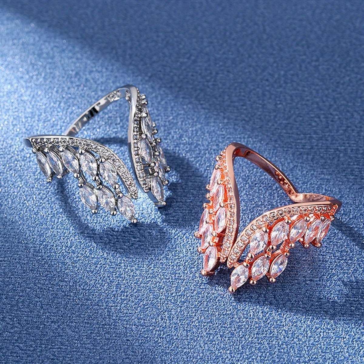 Womens Angel Wings Rings Set - Elegant Alloy Wedding Engagement Rings - ZOOMNSTORE