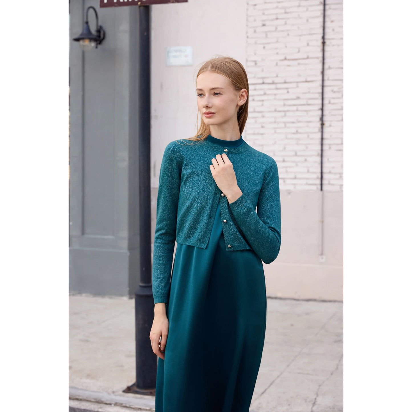 Womens Autumn Winter Maxi Dress Modal Shirt Set - High Quality Lurex Cardigan - ZOOMNSTORE