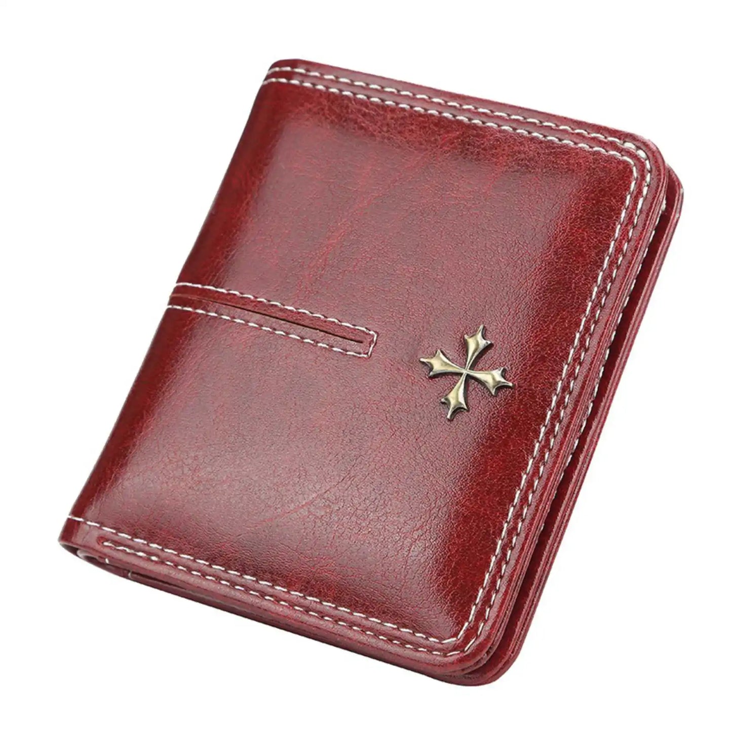 Womens Oil Wax Skin Short Wallet - Multi-Card Zipper Coin Purse - ZOOMNSTORE