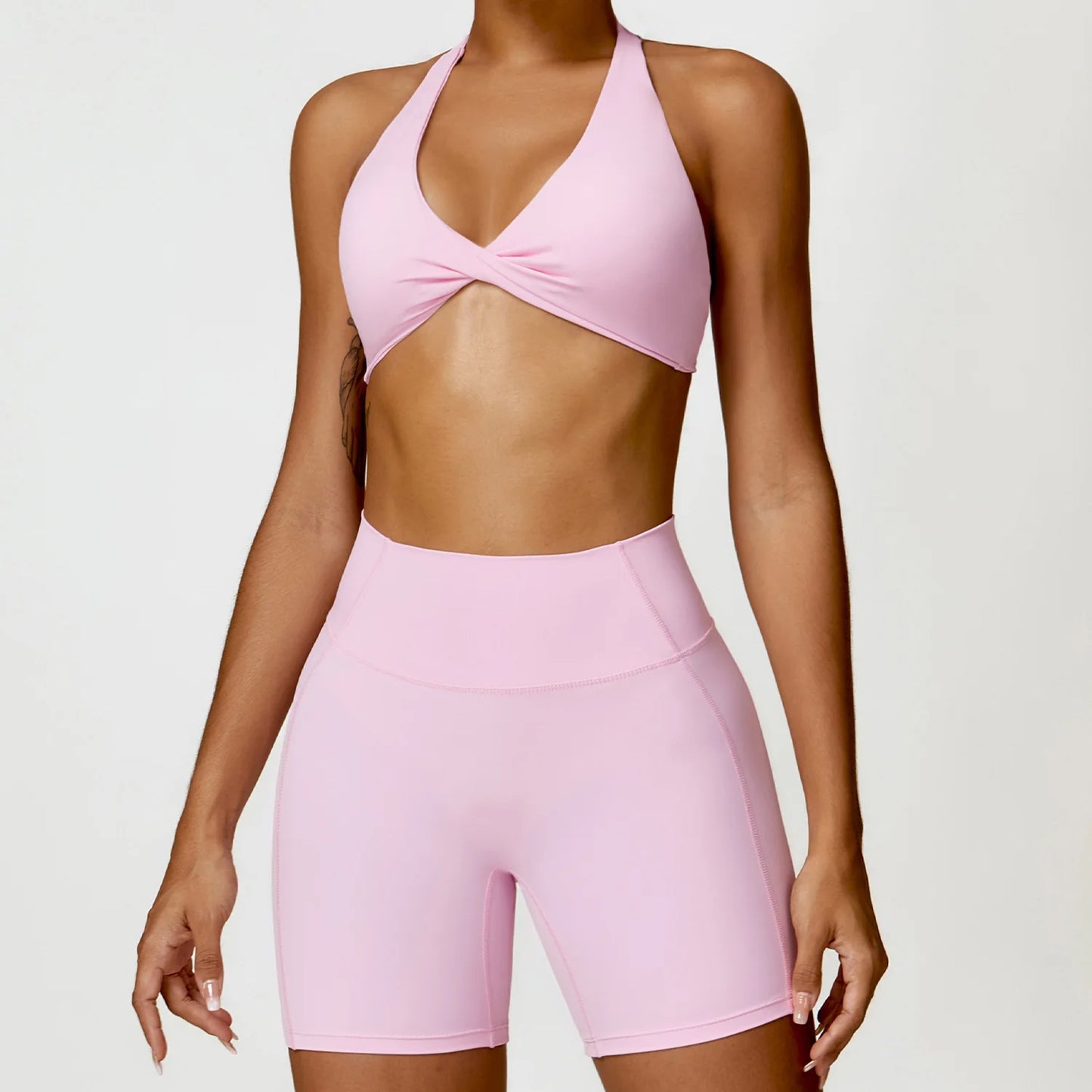 Womens Seamless Yoga Set - 2PCS Gym Workout Clothes with Push Up Bra High Waist Leggings - ZOOMNSTORE
