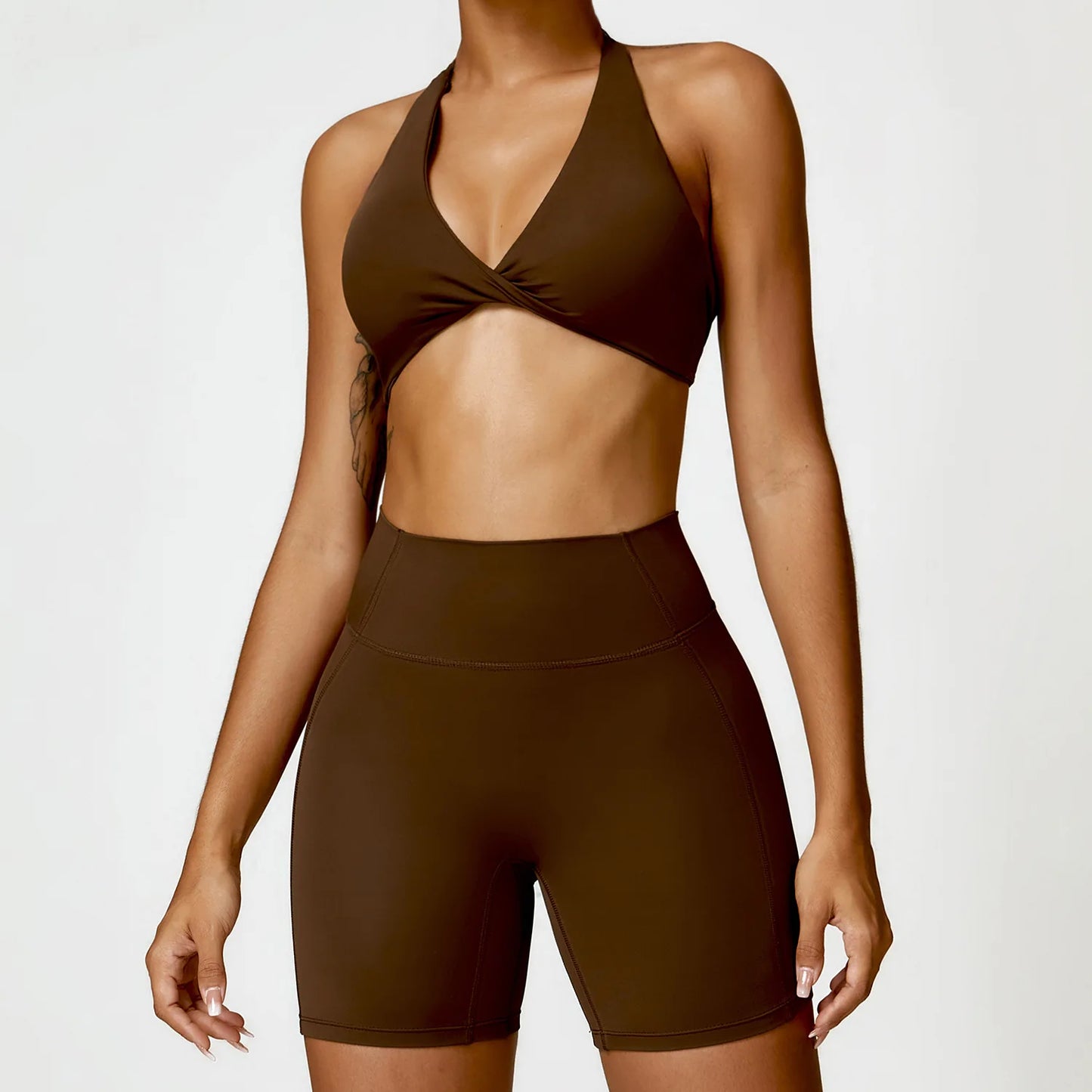 Womens Seamless Yoga Set - 2PCS Gym Workout Clothes with Push Up Bra High Waist Leggings - ZOOMNSTORE