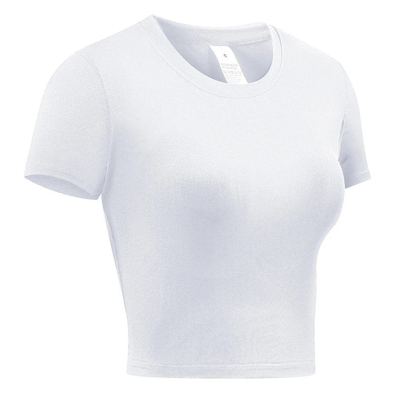 Womens Short Sleeve Compression Athletic T-Shirt - Quick Dry Yoga Running Top - ZOOMNSTORE