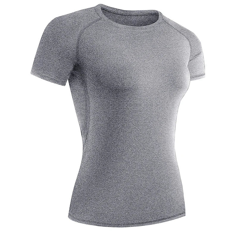 Womens Short Sleeve Compression Athletic T-Shirt - Quick Dry Yoga Running Top - ZOOMNSTORE