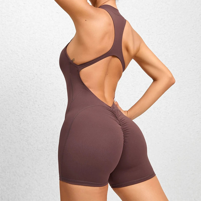 Womens Sleeveless Sports Jumpsuit - Yoga Workout Bodysuit Set - ZOOMNSTORE