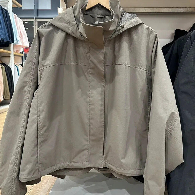 Womens Windproof Hooded Jacket - Casual Outdoor Coat - ZOOMNSTORE