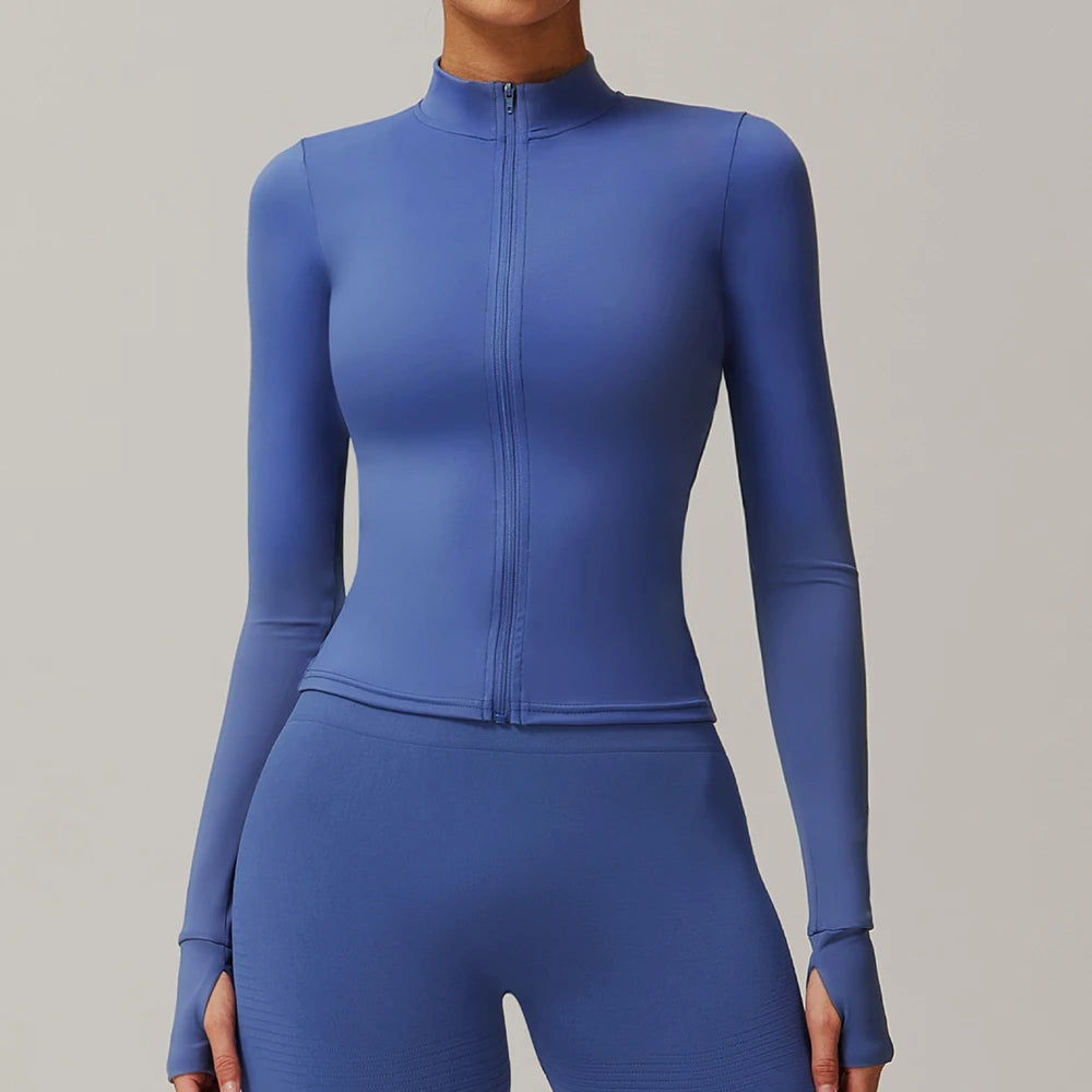 Womens Zip Yoga Jacket - Slim Fit Long Sleeve Activewear Top - ZOOMNSTORE