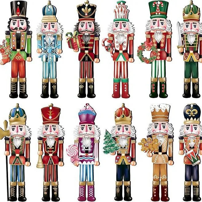 Wooden Christmas Gnome Decorations - 1224pcs Hanging Tree Plaque Set - ZOOMNSTORE