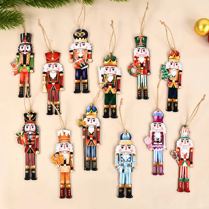 Wooden Nutcracker Soldier Ornaments - 12Pcs Xmas Tree Decorations Christmas New Year Gift 2024 - ZOOMNSTORE