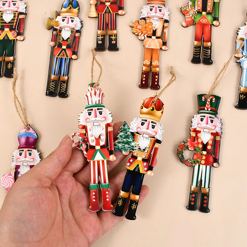 Wooden Nutcracker Soldier Ornaments - 12Pcs Xmas Tree Decorations Christmas New Year Gift 2024 - ZOOMNSTORE