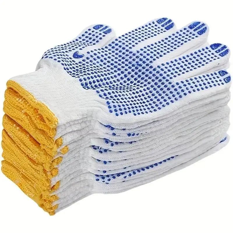 Work Gloves Anti Slip - 12 Pairs PVC Dotted Cotton Safety Gloves for Industrial Use - ZOOMNSTORE