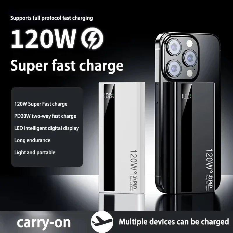 Xiaomi 120W 200000mAh High Capacity Power Bank Super Fast Charging Power Bank Portable Battery Charger For iPhone Samsung Huawei - ZOOMNSTORE