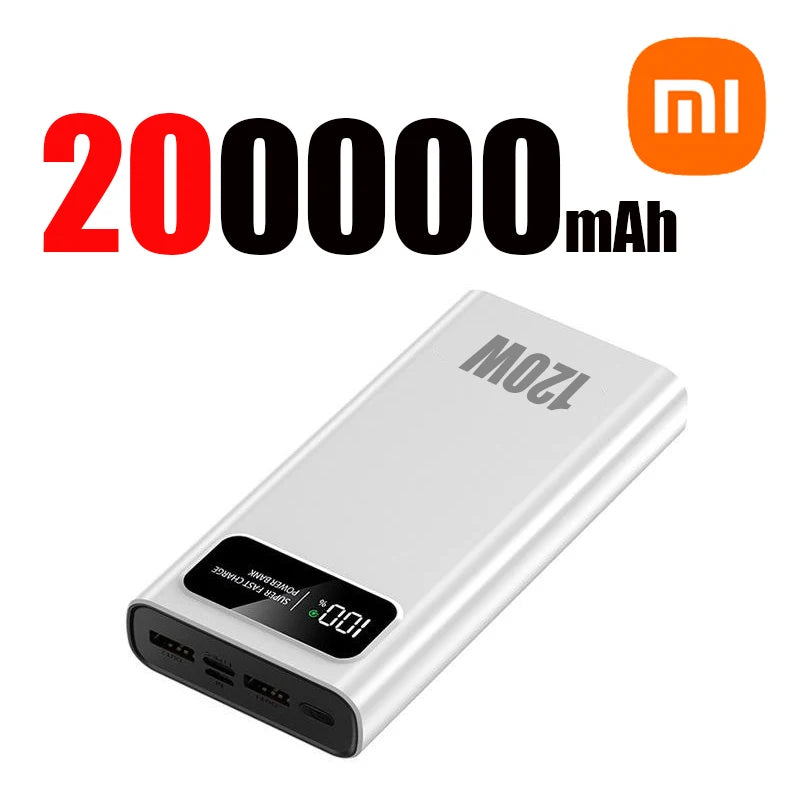 Xiaomi 120W Super Fast Charging 200000mAh High Capacity Power Bank Battery Digital Display Power Bank For Iphone Samsung Huawei - ZOOMNSTORE