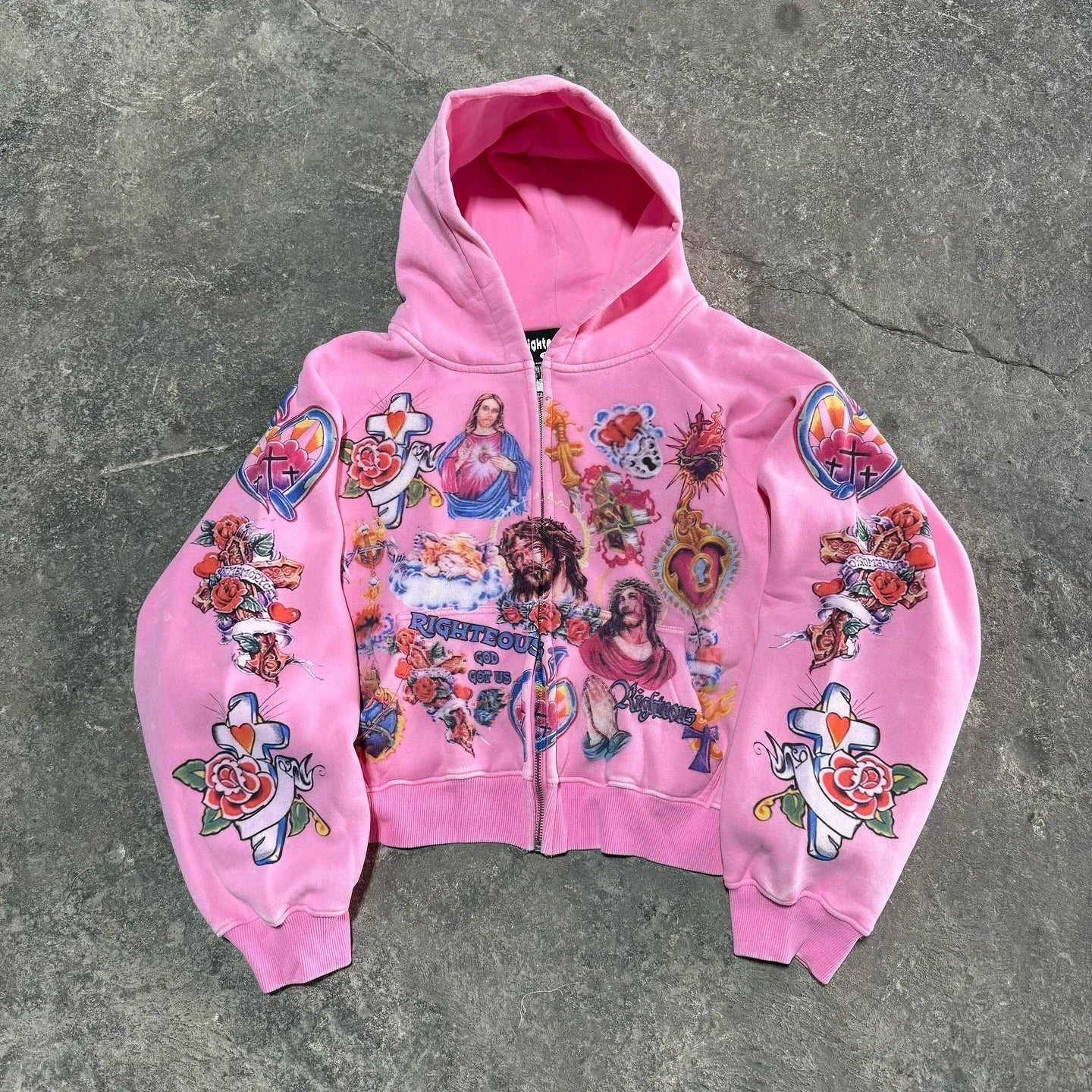 Y2K Casual Hoodie - Womens Zipper Cardigan with Geometric Print - ZOOMNSTORE