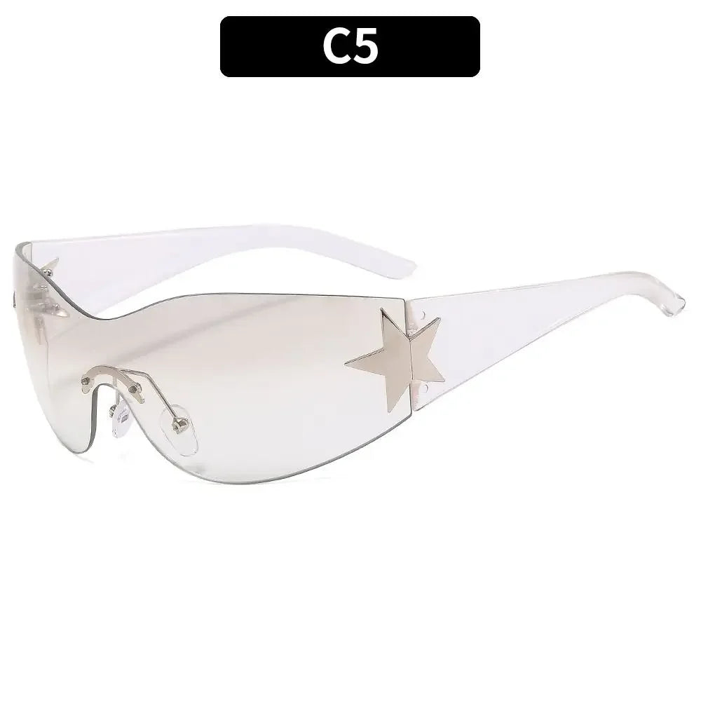 Y2K Rimless Punk Sunglasses - Luxury Wrap Around Shades for Men Women - ZOOMNSTORE