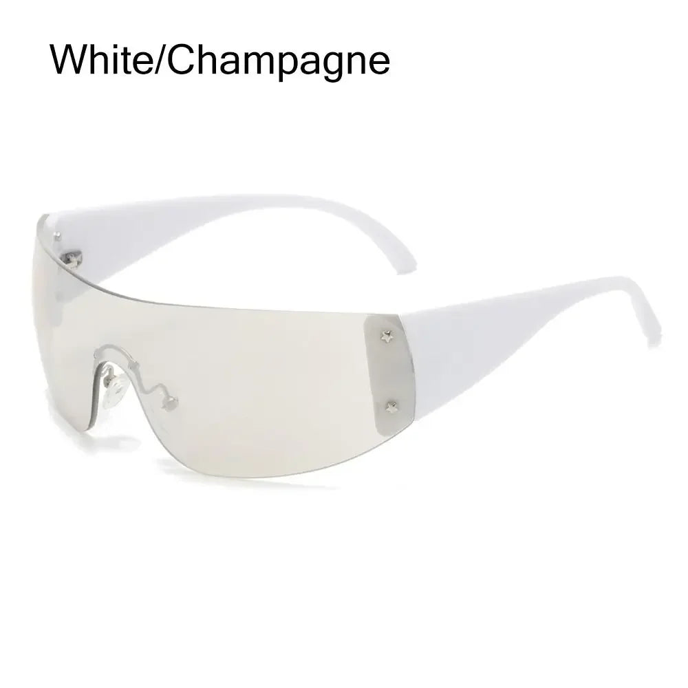 Y2K Rimless Punk Sunglasses - Luxury Wrap Around Shades for Men Women - ZOOMNSTORE