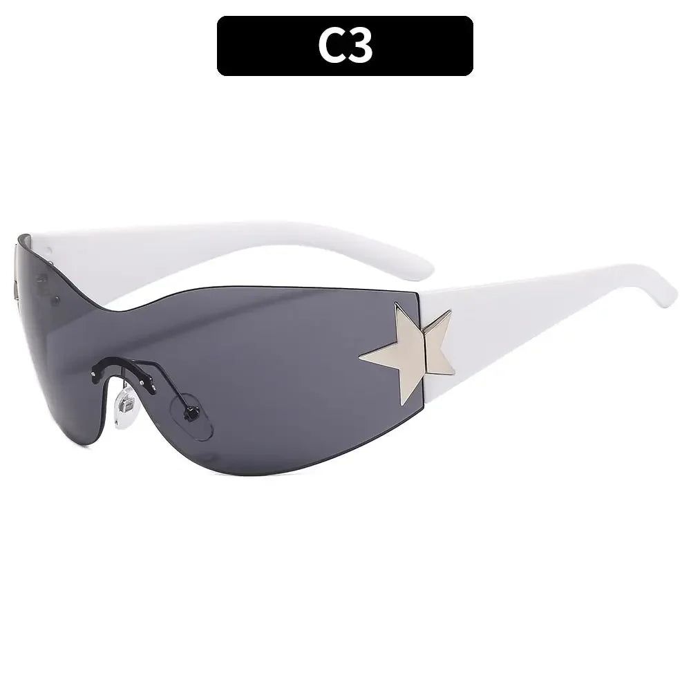 Y2K Rimless Punk Sunglasses - Luxury Wrap Around Shades for Men Women - ZOOMNSTORE