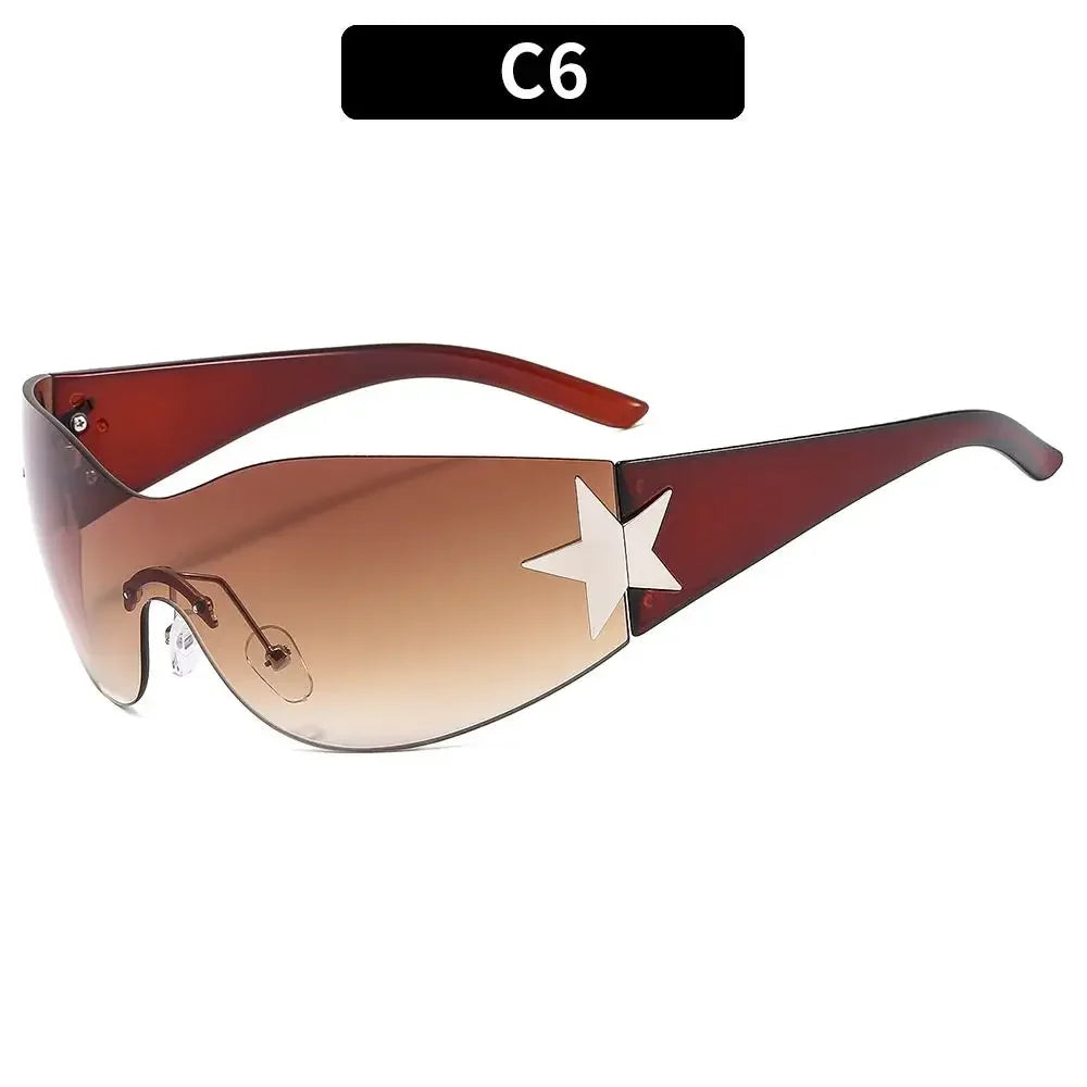 Y2K Rimless Punk Sunglasses - Luxury Wrap Around Shades for Men Women - ZOOMNSTORE