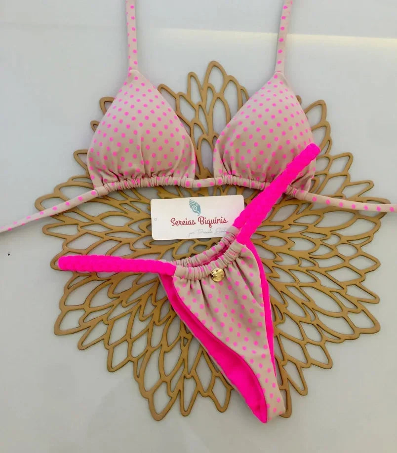 Y2K Sexy Bikini Set - Halter Lace-up Top Thong Beachwear for Women - ZOOMNSTORE