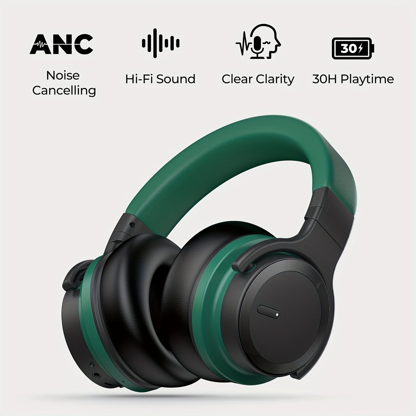 Mighty Rock E7 Wireless Headphones - Active Noise Cancelling 30H Playtime Rich Bass - ZOOMNSTORE