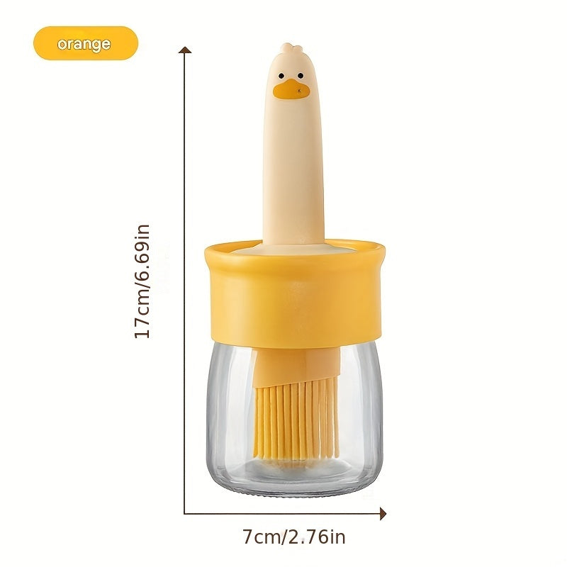Yellow Duck Silicone Glass Oil Brush Pot for Barbecue Camping Kitchen Use - ZOOMNSTORE