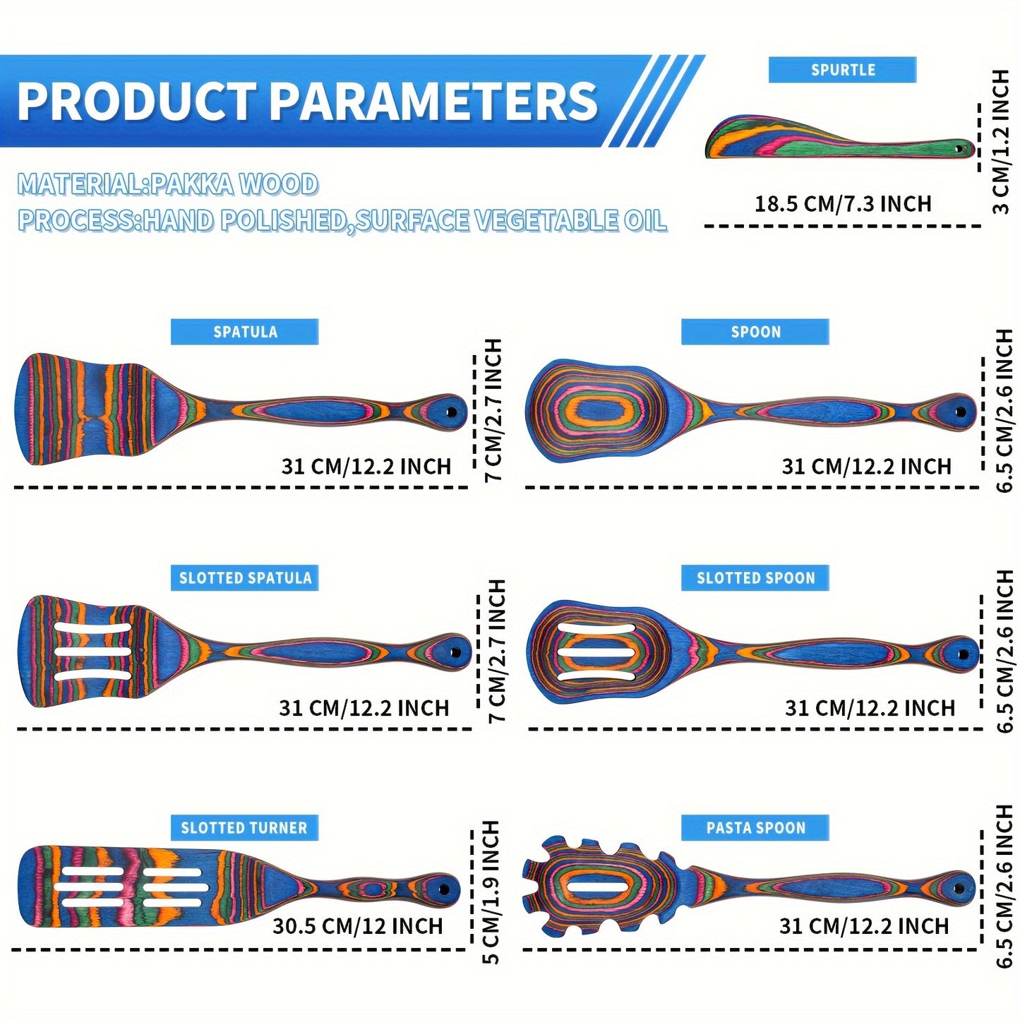 Pakkawood Cooking Utensils Set - 6Pcs7Pcs Non-Stick Wooden Spoons for Home Kitchen Gifts - ZOOMNSTORE