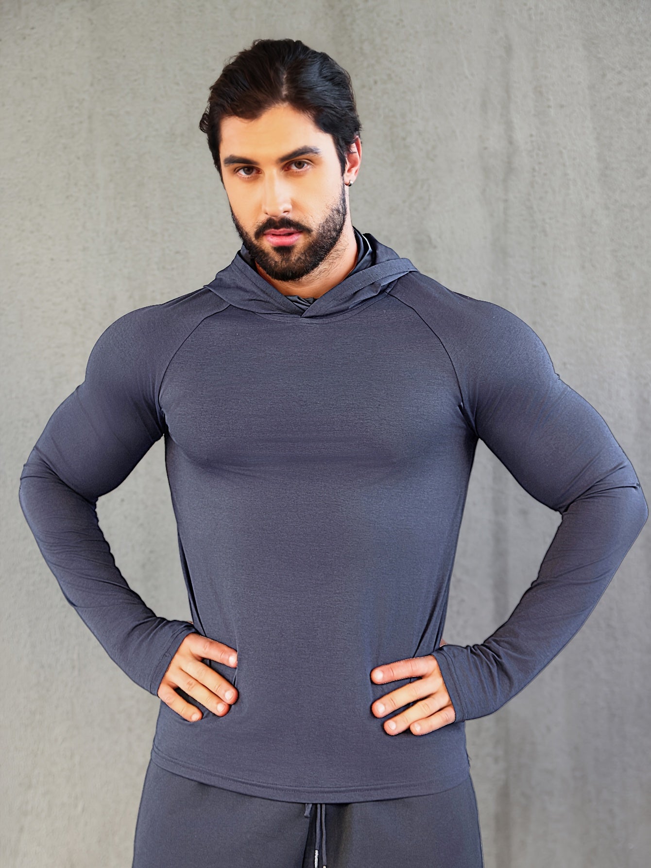 Mens Quick-Dry Fitness Hoodie with Face Mask - Compression Sweatshirt for Spring Autumn - ZOOMNSTORE