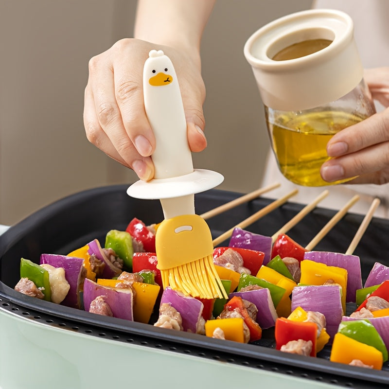 Yellow Duck Silicone Glass Oil Brush Pot for Barbecue Camping Kitchen Use - ZOOMNSTORE