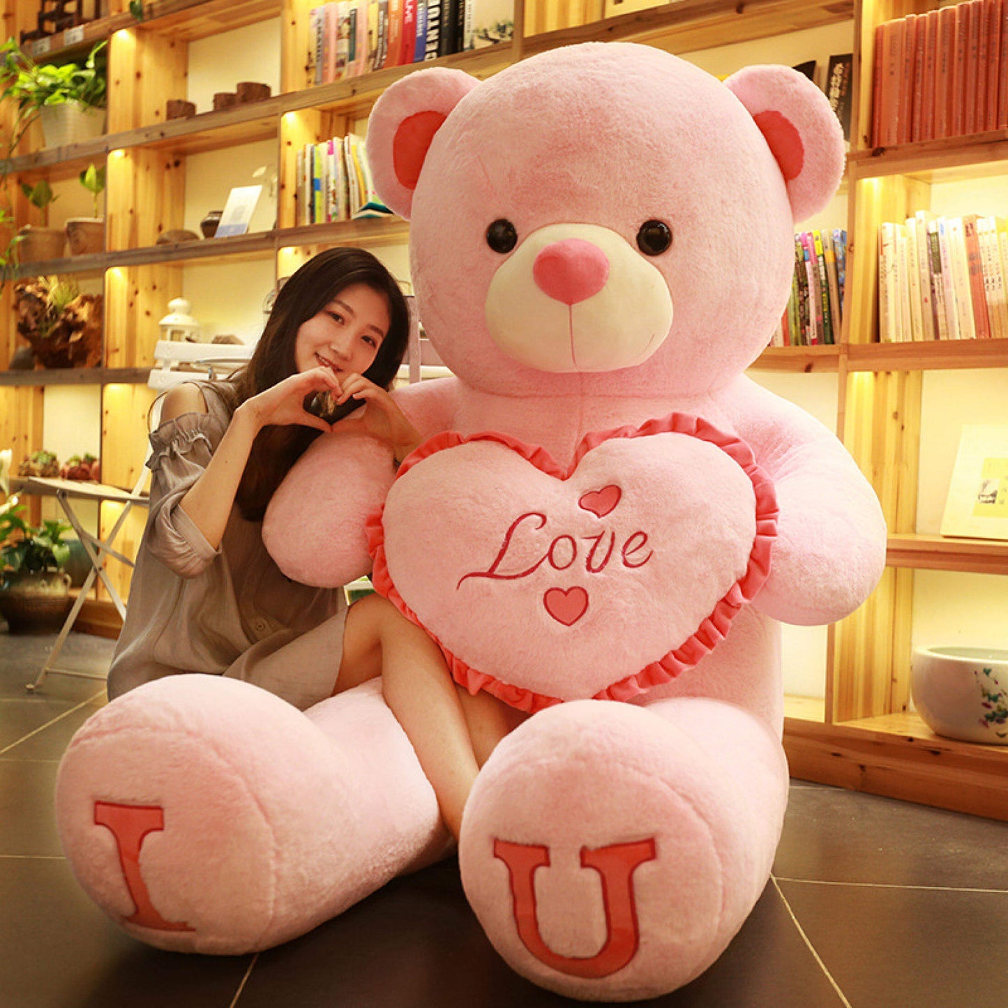I LOVE YOU Bear Plush Toy - 100cm Huge Stuffed Soft Doll for Kids Girlfriends - ZOOMNSTORE