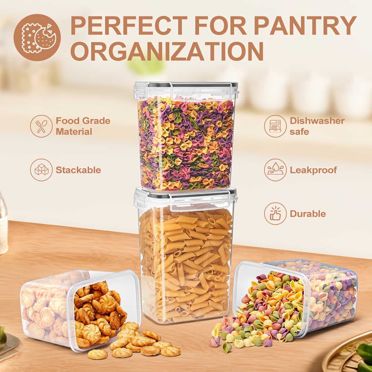 Sealed Food Storage Containers Set - Ideal for Organizing Grains Rice Pasta and More Dishwasher Safe with Labels and Markers - ZOOMNSTORE