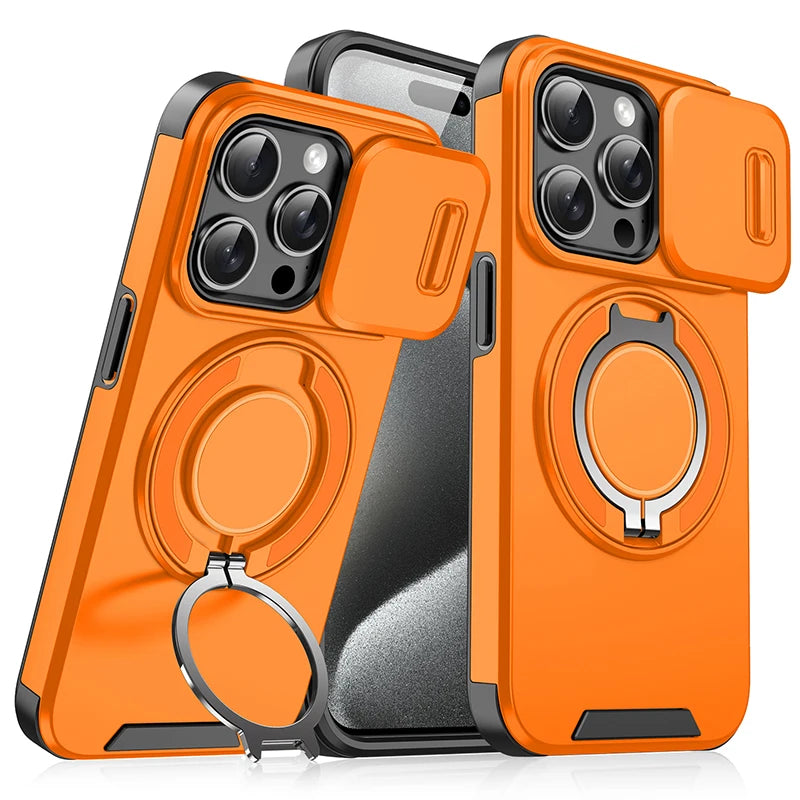 iPhone 16 Pro Max Case – Shockproof Phone Cover With Rotating Car Holder & Hidden Metal Ring - ZOOMNSTORE