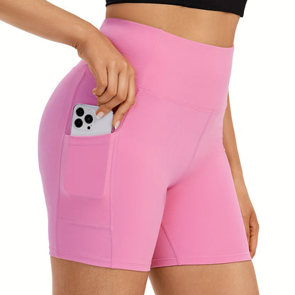 High Waisted Athletic Shorts For Women Gym Yoga Workout Running Biker Bike Leggings With Pockets Sweat Spandex Cute Comfy Teen Girls Trendy Clothes Casual Summer Outfits - ZOOMNSTORE